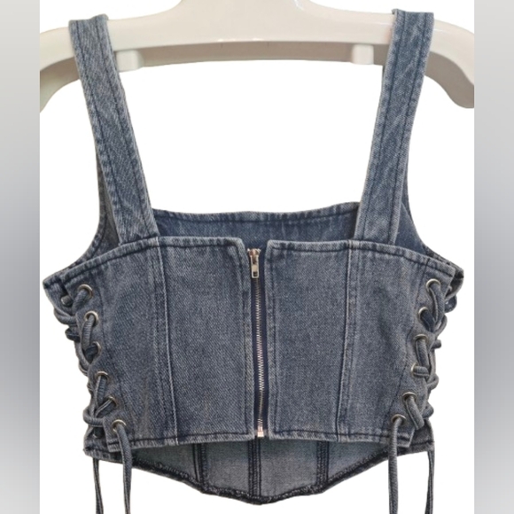 Altar'd State Denim Blue Corset Top - Picture 2 of 4